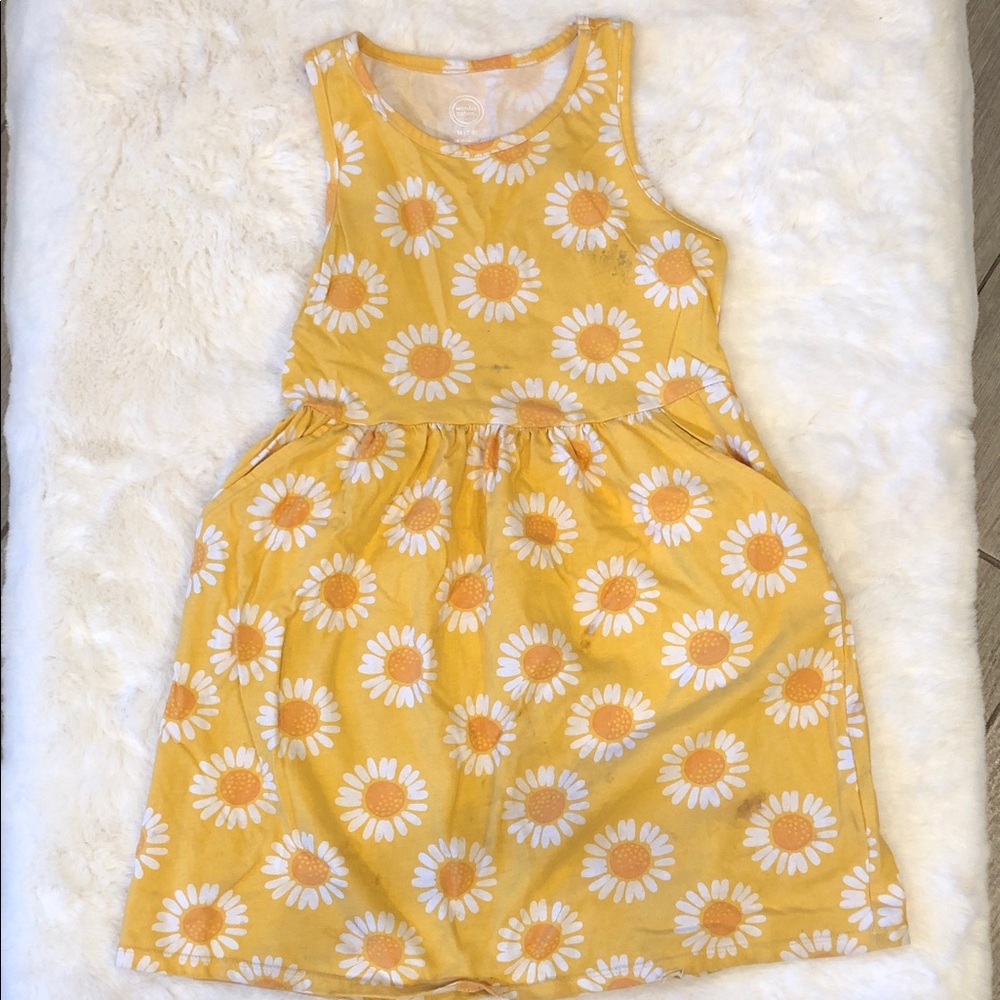 Wonder Nation Girls' Yellow Daisy Print Tank Dress Size M 7/8